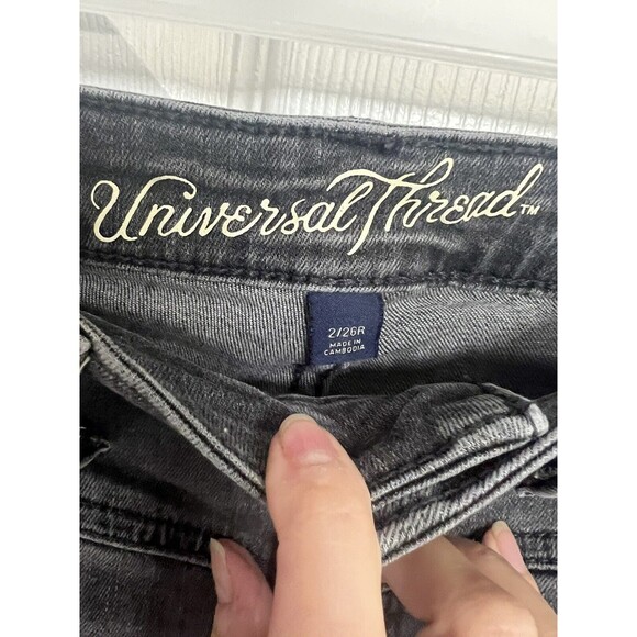 Universal Thread Gray Cotton Blend High-Rise Skinny Denim Jeans Size 2/26 - Picture 6 of 9